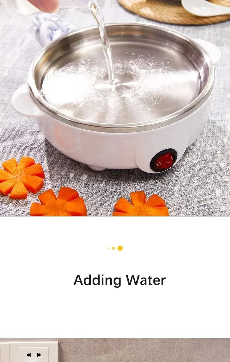 Multifunctional Electric Egg Cooker Steamer - Double Layer for Boil, Poach, Steam Eggs & Veggies, Compact Breakfast Appliance