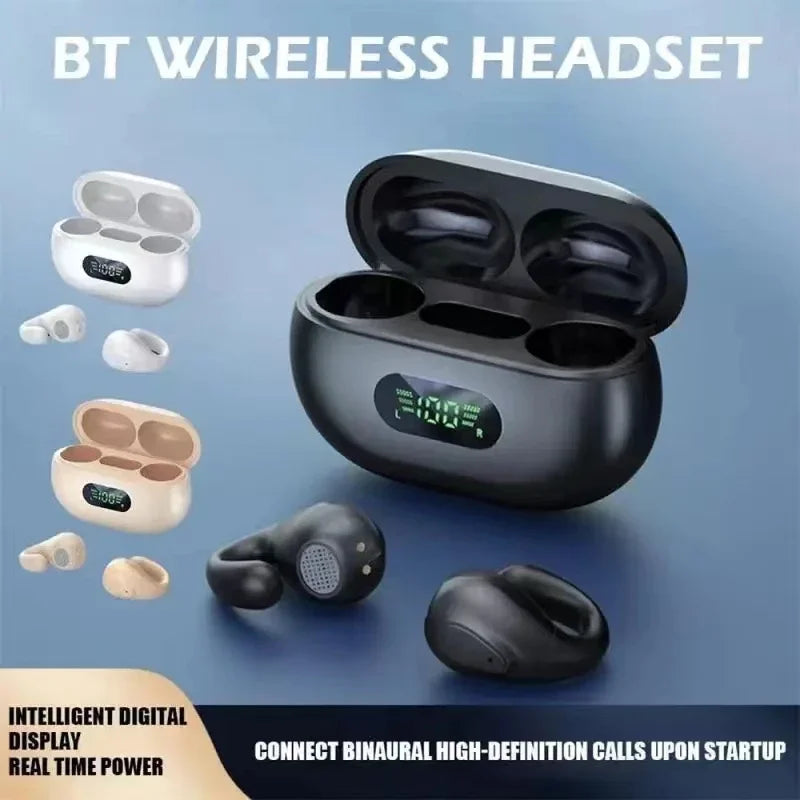 NEW TWS Wireless Headphones Bluetooth 5.3 Bone Conduction Earphones Earclip Design Touch Control Led Earbuds Sports Headsets