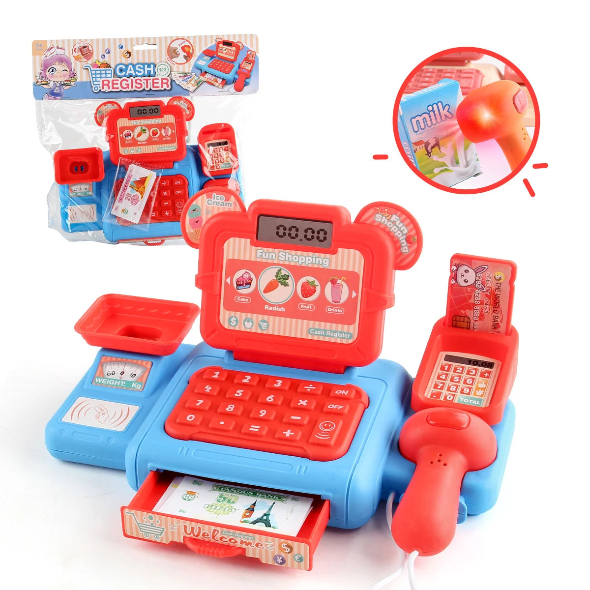 Simulation Shopping Cash House Toys Electronic Game Lighting And Sound Effects Supermarket Cashier Toys For children Gifi