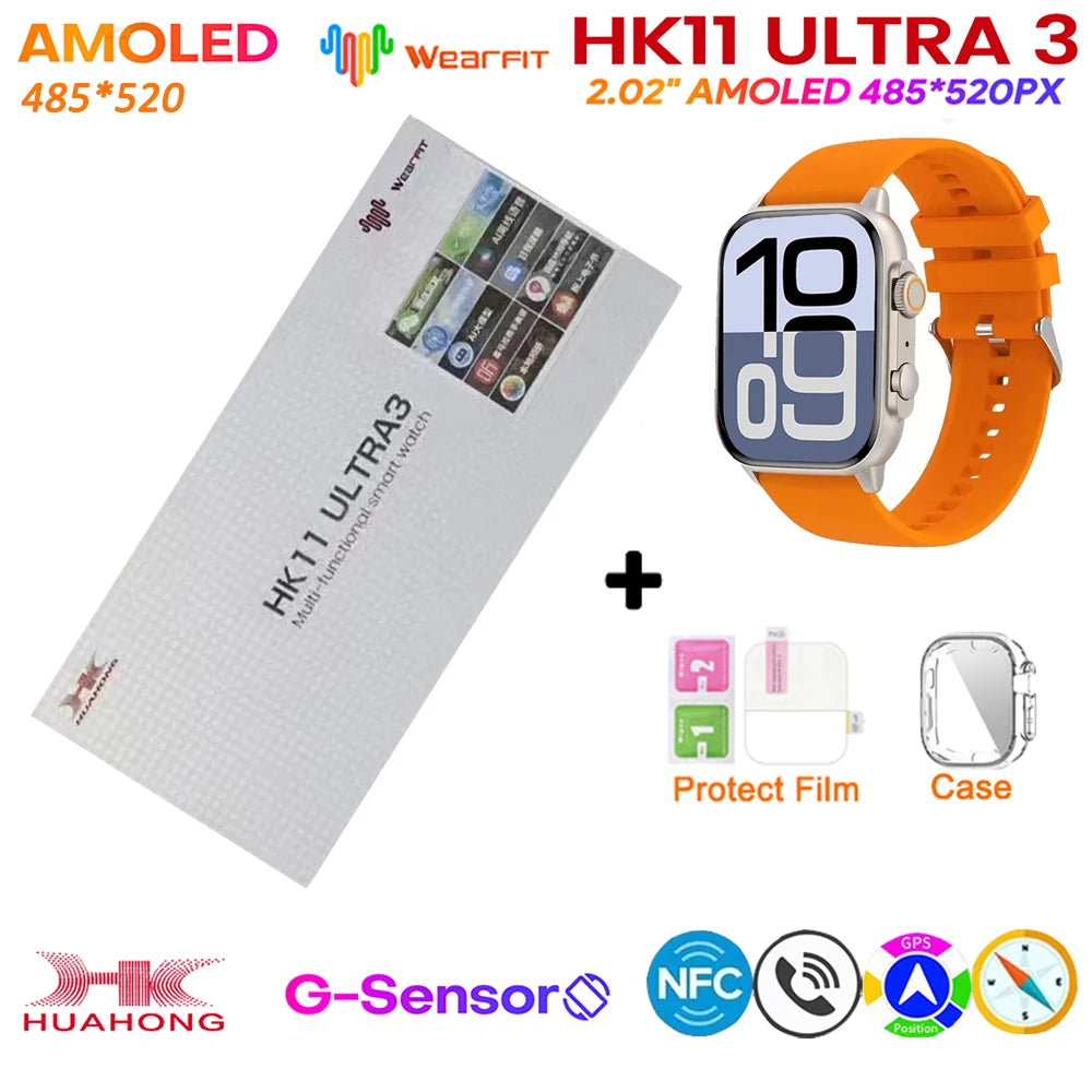 Upgrade Hk11 Ultra 3 Gen2 SmartWatch 4GB ROM AI ROBOT AMOLED Network 49mm G-Sensor ChatGPT NFC Compass GPS 3D Menu Music Watch