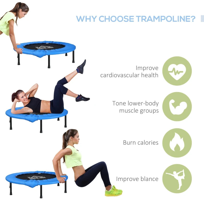PINGGO 96cm Mini Fitness Trampoline Home Gym Yoga Exercise Rebounder Indoor Outdoor Jumper with Safety Pad, Support Up to 100 KG