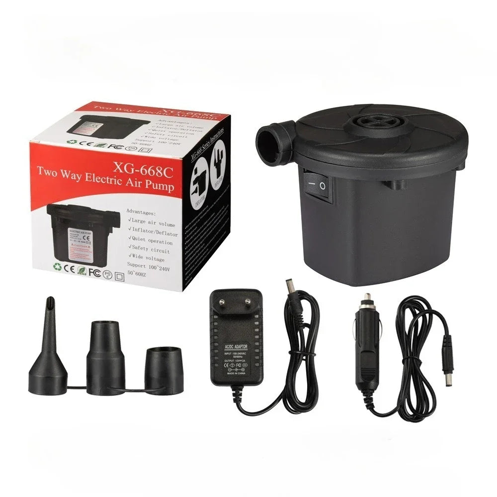 Portable Electric Air Pump with Multiple Nozzles for Quick, Suitable for Swim Ring, Pool Rafts and Inflatable Toys