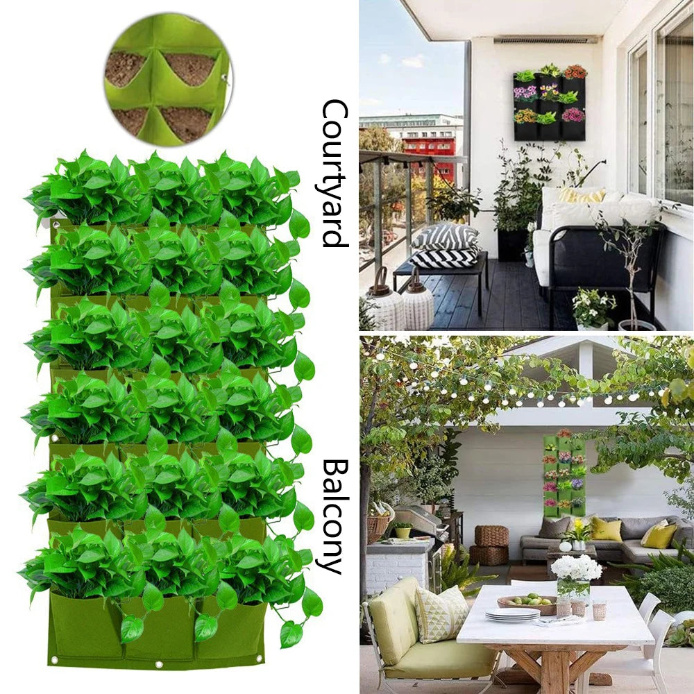 Hanging Plant Grow Bags Vertical Wall Mounted Planter For Outdoor And Indoor Use Felt Material Space-saving Design For Gardening