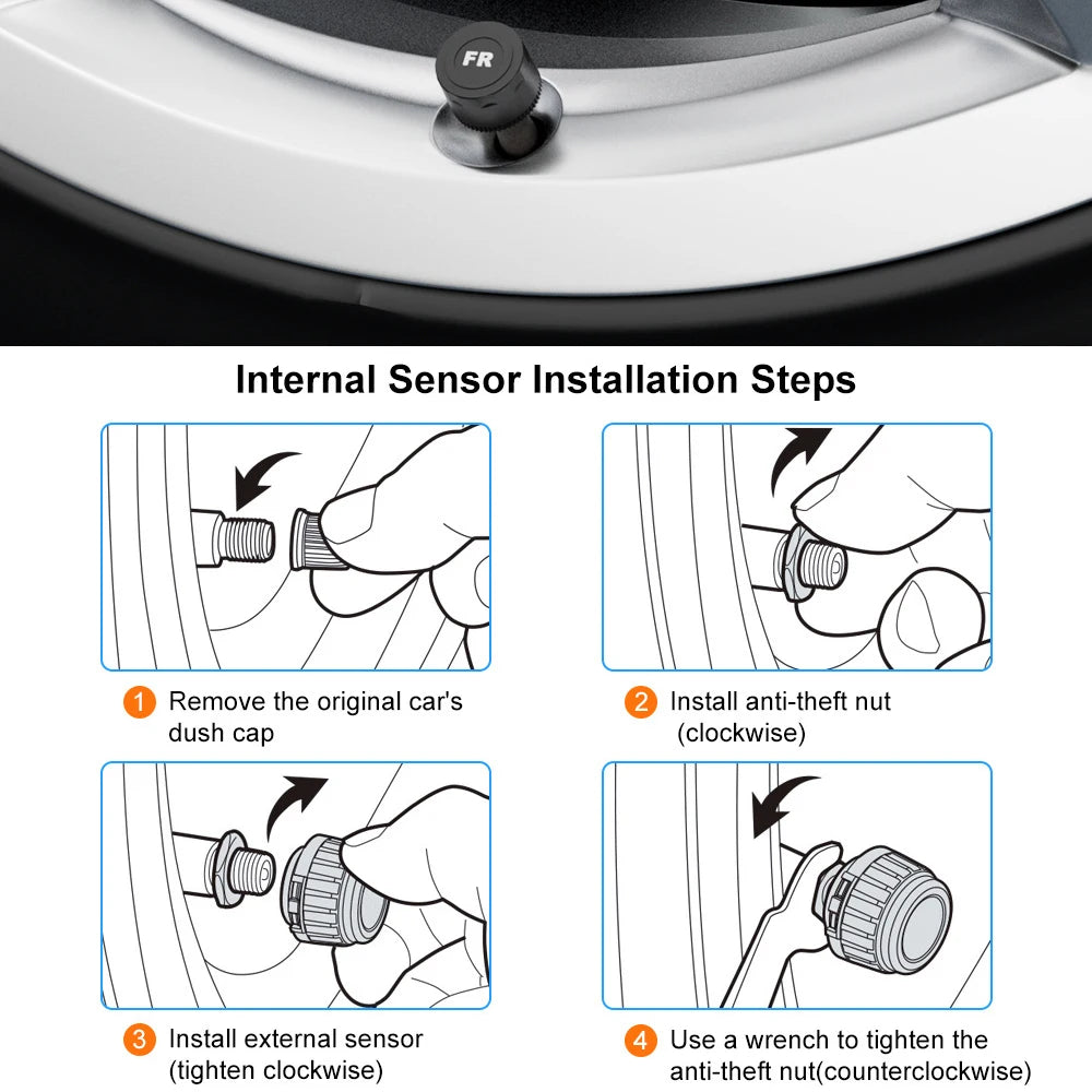 Tire Pressure Monitoring System Temperature Warning New C External Battery Version Sensors Solar TPMS Car Tyre Pressure Monitor