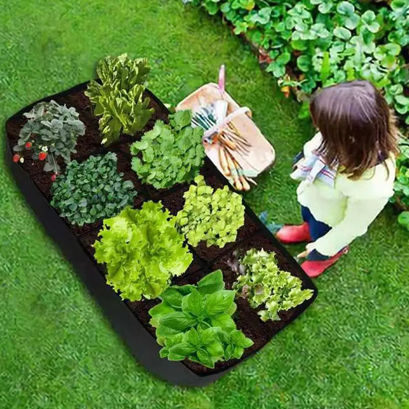 Raised Garden Bed Black Grow Bag for Vegetable Flower Planter Reusable Breathable Felt Bag for Indoor Balcony Outdoor