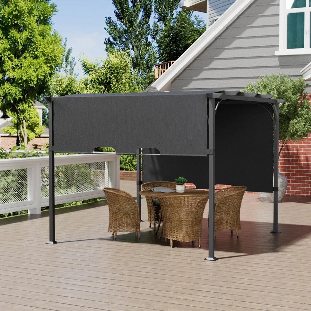 Voltsify Outdoor Pergola with Adjustable Canopy for Courtyard Terrace Garden