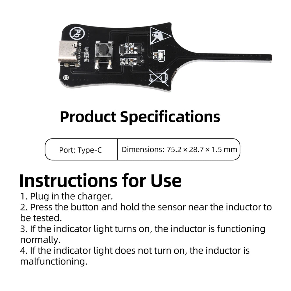 Type-C Inductance Tester Electromagnetic Non-Contact Fault Detection for Phones PCB Motherboard Repair Diagnostics Tool