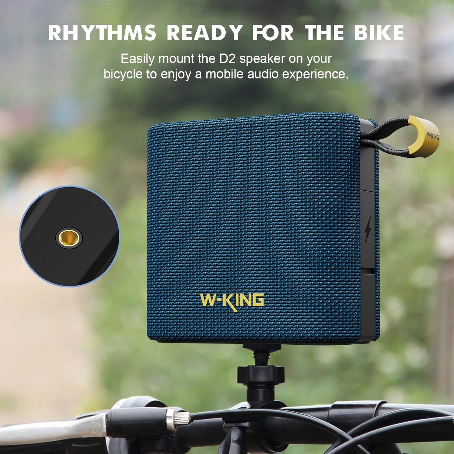W-KING Blue Mini Bluetooth Speaker, 6W Bass, IPX7 Waterproof, 10H Playtime, TWS, FM, TF/AUX, Shower & Bike Use BT5.3 Speaker