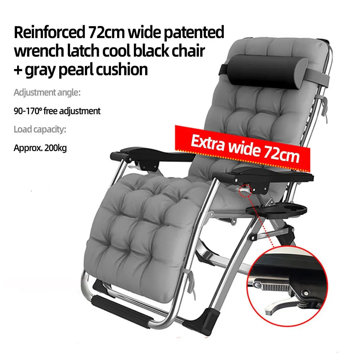 Zero Gravity Chair Reclining Sun Lounger Outdoor Garden Folding Adjustable