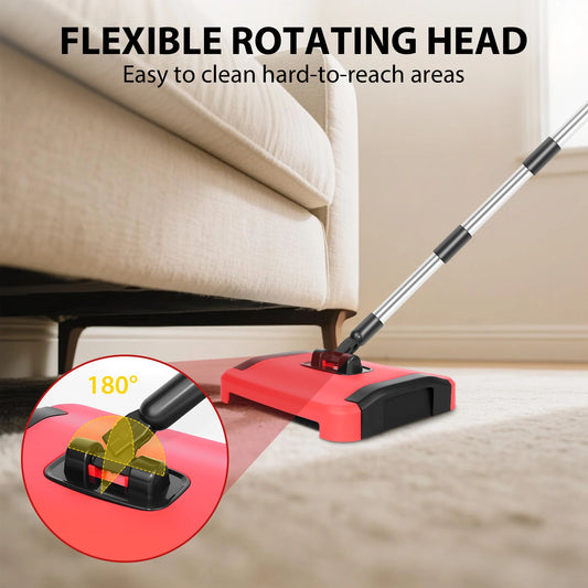 Carpet Floor Sweeper, Manual 3 Rolling Brushes Floor Carpet Brush, Non Electric Quite Rug Roller Brush Push for Cleaning Pet Hai