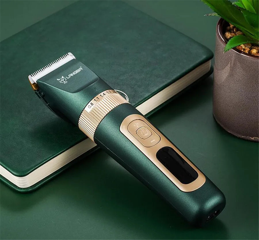 LANGBA Electric Scissors Professional Pet Hair Trimmer Animals Grooming Clippers LCD Display Dog Hair Trimmer Cutters USB