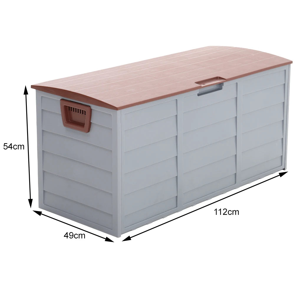 Voltsify 290L Waterproof Large Plastic Garden Storage Box with Lift-up Top  and Wheels