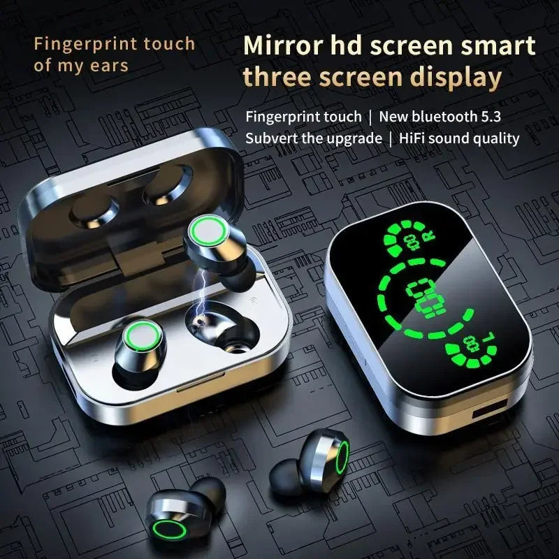 Original YD03 TWS Earphone Flashlight Wireless Headset 9D Noise Reduction New 5.2 Bluetooth Headphone With LED Power Display