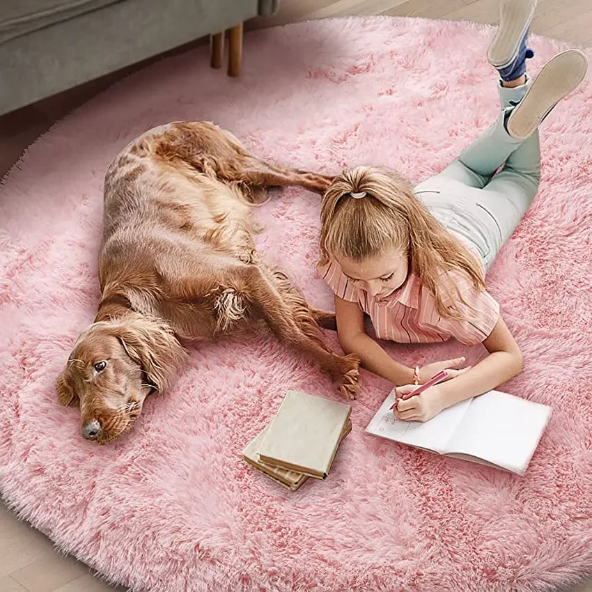 Super Soft Plush Round Rug Mat Fluffy White Carpets For Living Room Home Decor Bedroom Kid Room Decoration Salon Thick Pile