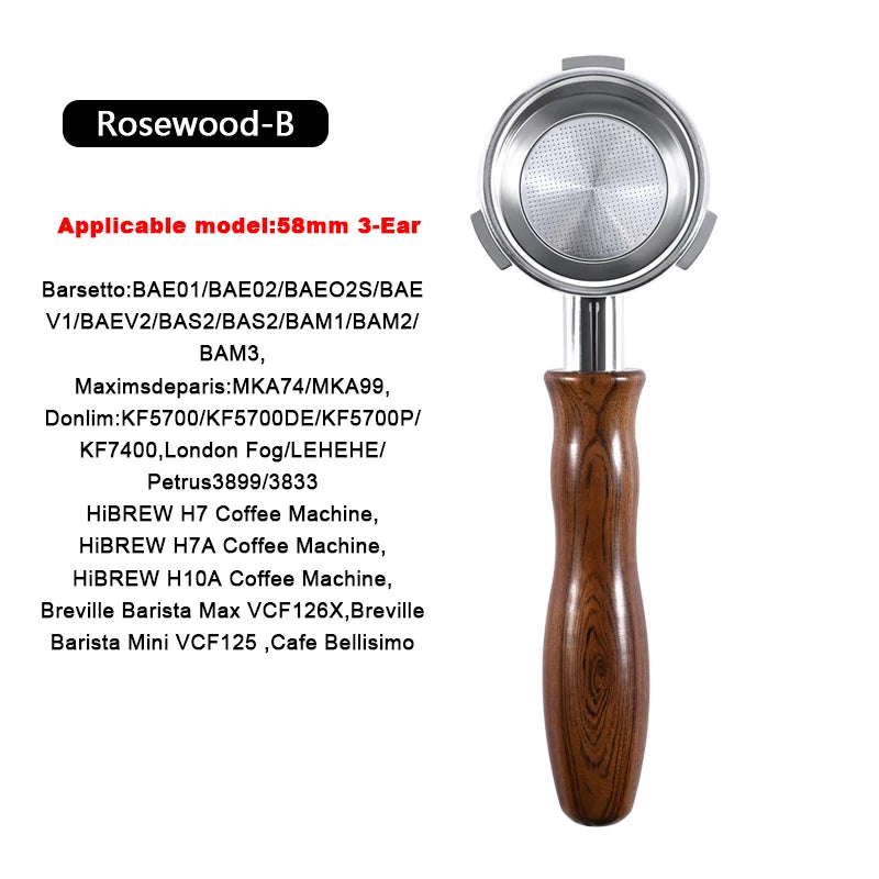 58mm 3-Ear For Hibrew h7 h7a h10a Espresso Bottomless Portafilter Breville Barista Max/Mini/Signature Brew Basket Barista Tools