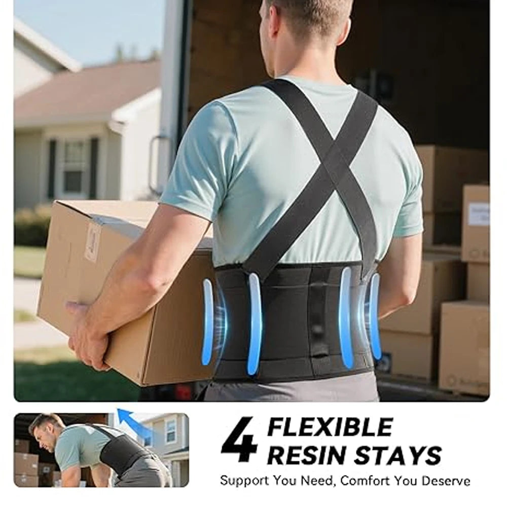 1Pcs Lumbar Back Brace Men and Women - Back Support Belt - Adjustable, Light, Breathable - Shoulder Holsters - Work, Posture