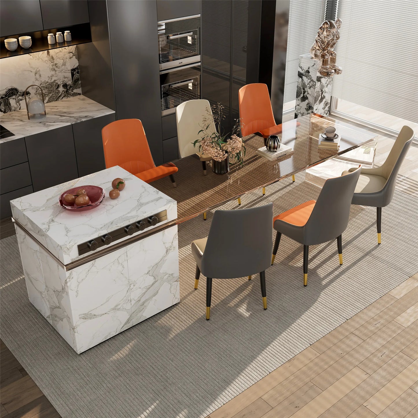 Faux Leather Dining Chairs Set of 2, Modern Upholstered Kitchen Dining Room Chairs Armless Accent Side Chairs with Metal Legs