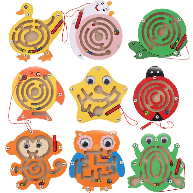 Montessori Educational Toys Children Magnetic Track Maze Balance Board Wooden Puzzle Game Baby Toys
