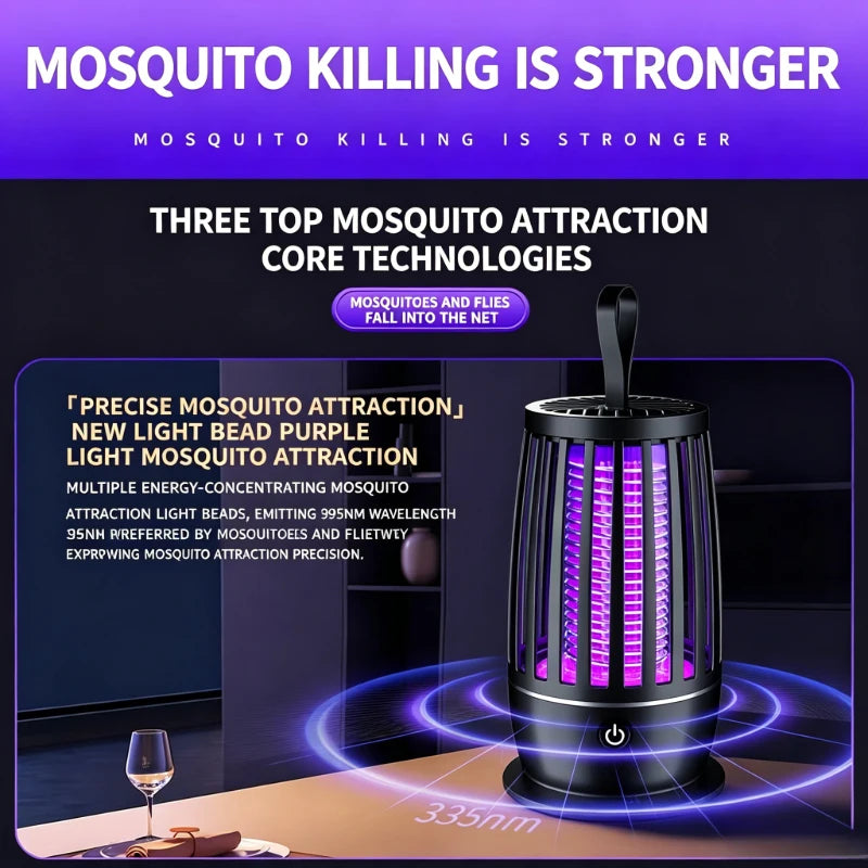 Electric Mosquito Killer Lamp USB Rechargeable Electric Shock Insect Zapper UV Light Mosquito Fly Trap Portable Indoor Home Bug