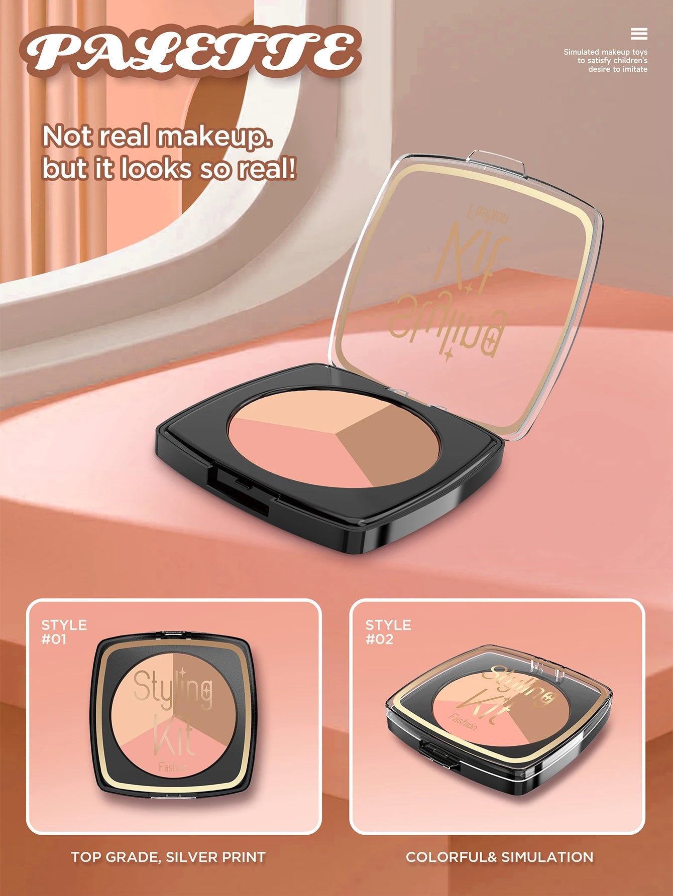 Play Makeup Toys, Simulated Cosmetics Fake Makeup Set Lipstick Powder Blusher Not Real Makeup for Girl Gifts