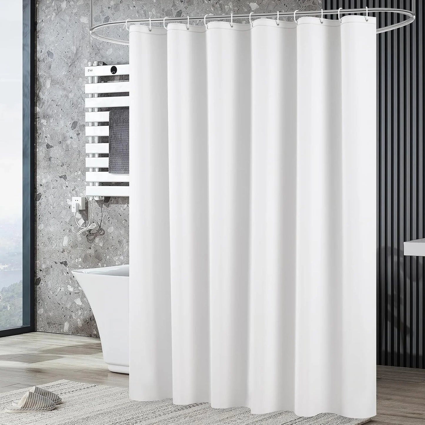 Premium PEVA Bath Curtain - Waterproof & Opaque Shower Liner with Metal Grommets, Silky Feel