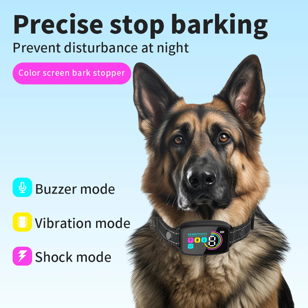 Dog Training Collar Automatic Anti Bark Dog Collar Type-C Rechargeable Dog Trainer Electric Shock Vibration Buzzer Waterproof