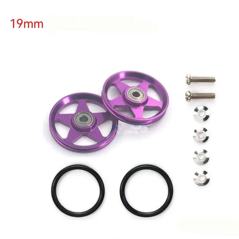2pcs 15418 13-12mm Aluminum Alloy Guide Rollers 15461/15426 2023Jcup 95160 19mm Roller With Rubber Ring Tamiya Mini 4WD Homemade