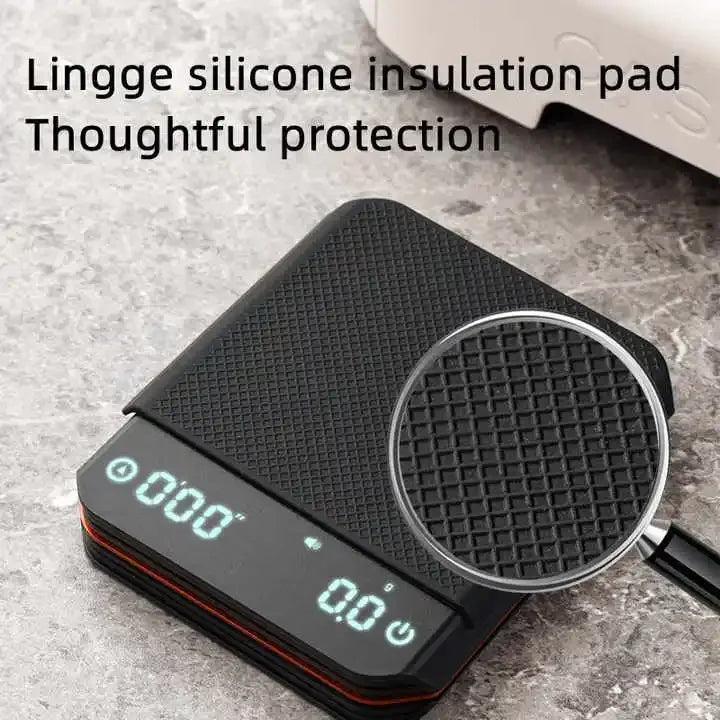 Black Coffee Scales High Precision Electronic Scales Palm Size Rechargeable Smart Espresso Scales with Timer 3 Modes Use