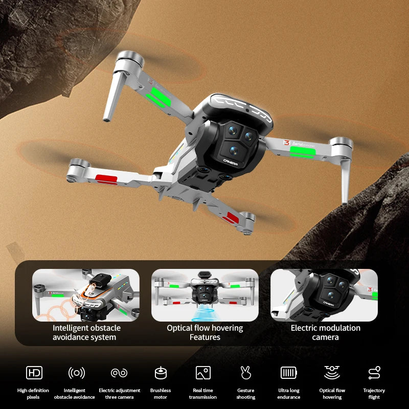 New Obstacle Avoidance M3 Drone Brushless Motor Helicopter Optical Flow Hovering GPS 8K 3 Camera Foldable Quadrotor Aircraft Toy