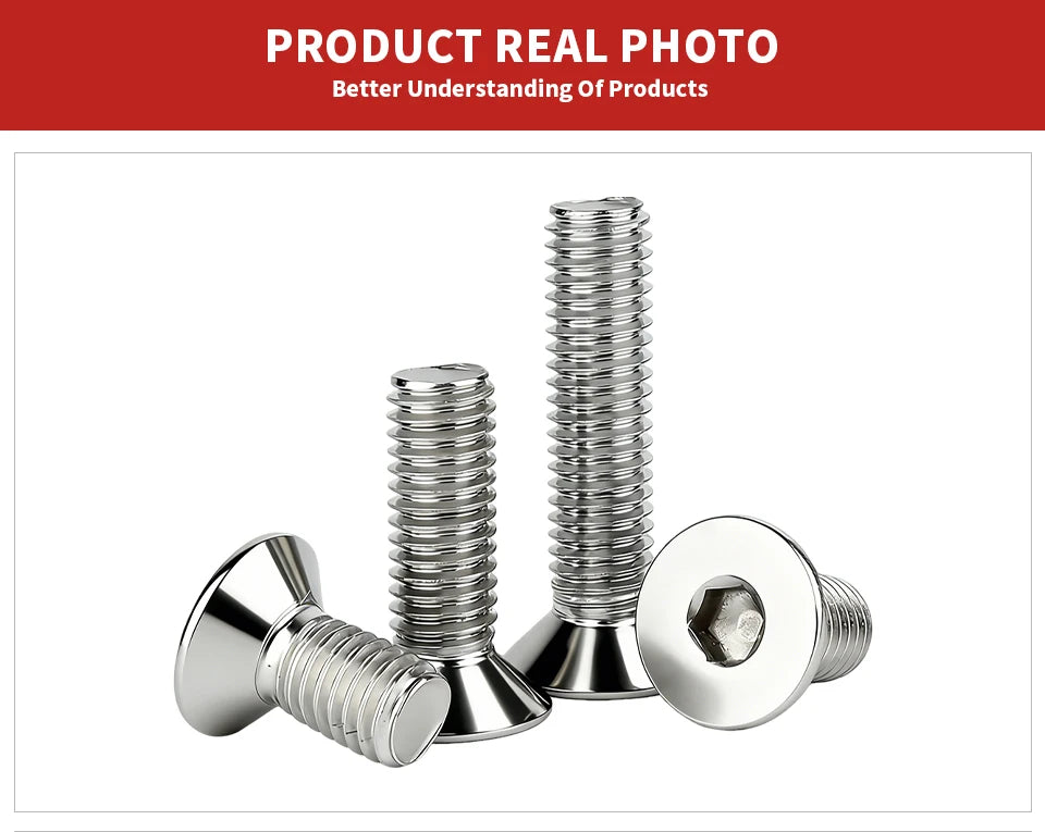 316 Stainless Steel Hexagon Socket Countersunk Head Screw A4-70 DIN7991 M3 M4 M5 M6 M8 M10 Allen Bolt Fastener