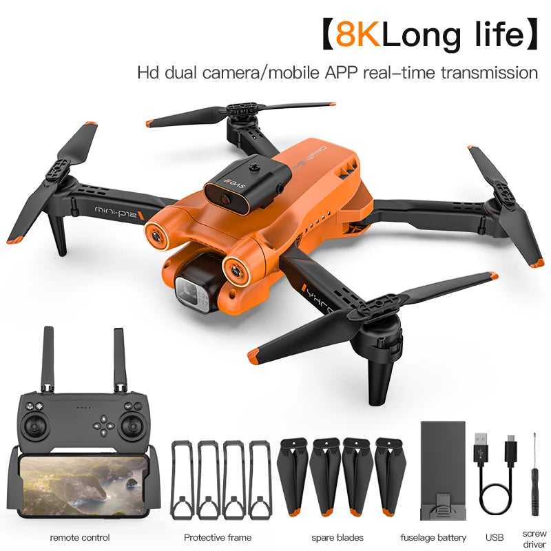 8K Dual Camera Obstacle Avoidance Drone Aerial Photography Laser Obstacle Avoidance Option Flow Helicopter Gift Toy Kid RC Drone
