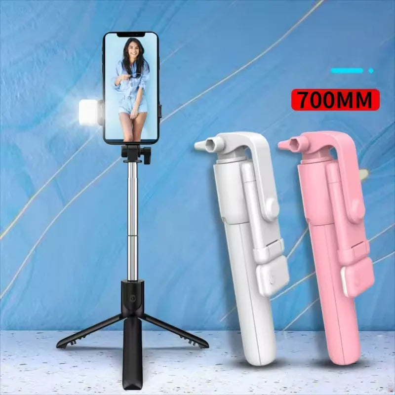 Cell Phone Selfie Stick Tripod Bluetooth Remote Wireless Selfi Stick Phone HolderStand with Beauty Fill Light for Phone