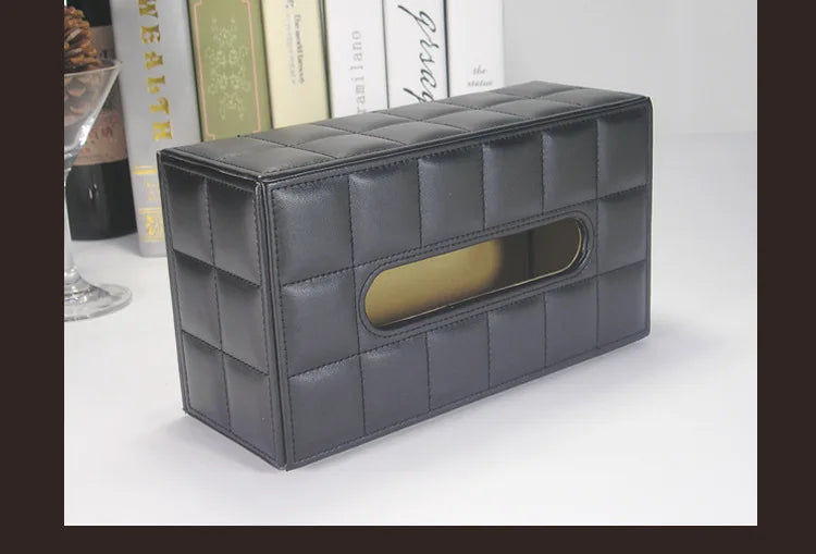Elegant PU Leather Square Tissue Holder for Coffee Table, Decorative Napkin Paper Case for Home Hotel Restaurant Living Rooms