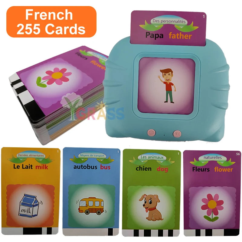 Alphabet Talking Flash Cards Educational Learning Interactive Memory Card Machine French Russian Italian Speech Toys For Kids