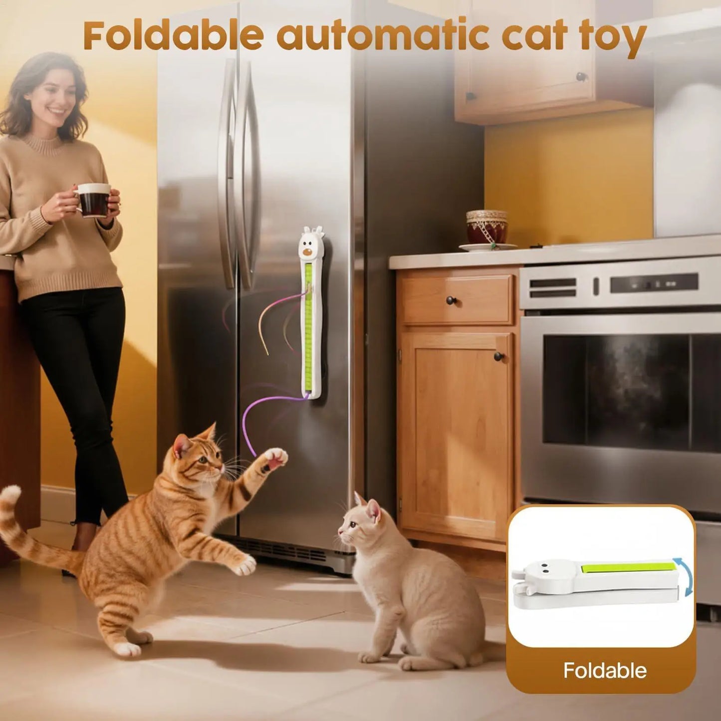 Electronic Cat Toys Wall Mounted Flying Rope Interactive Exercise Rechargeable Cat Enrichment Toys for Home Living Room Kitchen