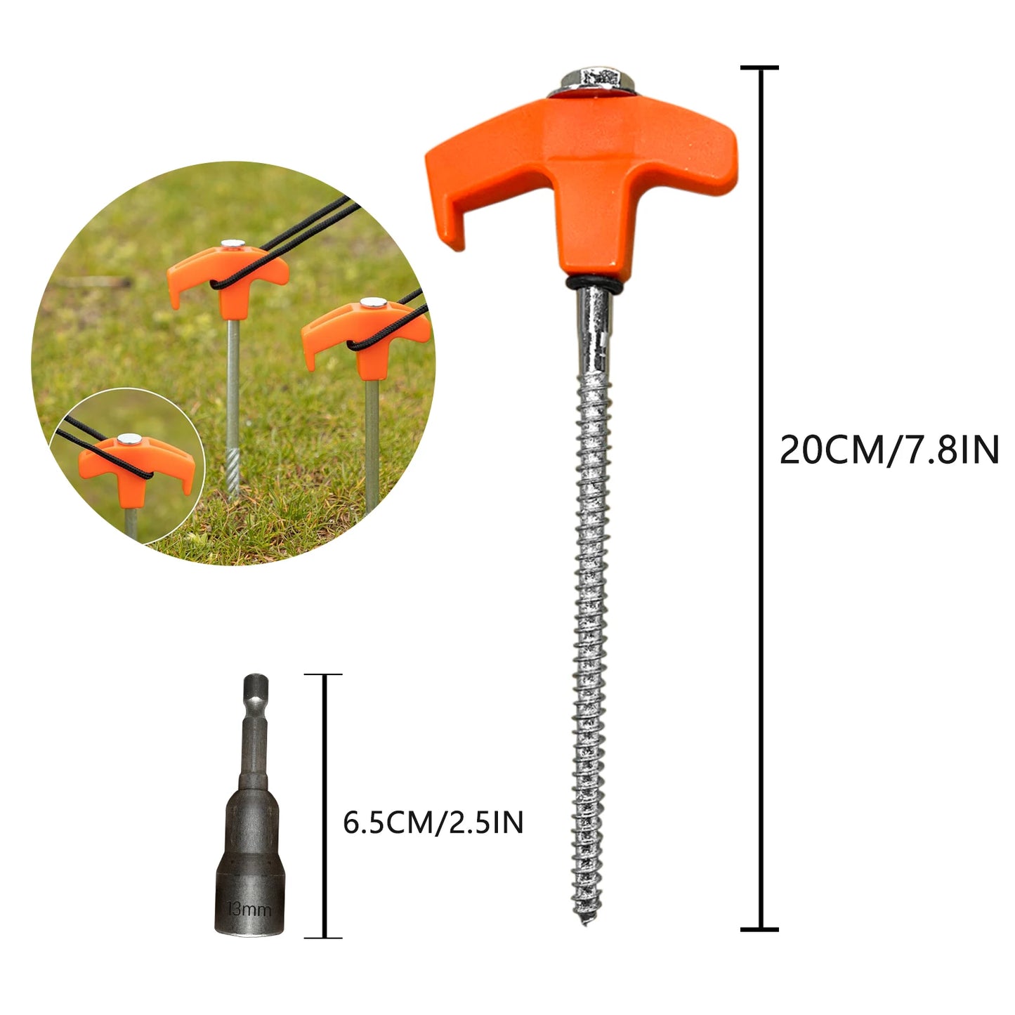 20PCS Heavy Duty Tent Pegs Set Metal Camping Ground Sheet Anchor Hard Ground Awning Pegs Awning Pegs 20cm
