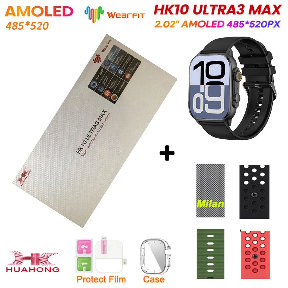 Original HK10 Ultra 3 MAX SmartWatch 2025 For Man Women 49mm HD AMOLED 4GB ROM AI ROBOT NFC GPS Smart Band Watch For IOS Android