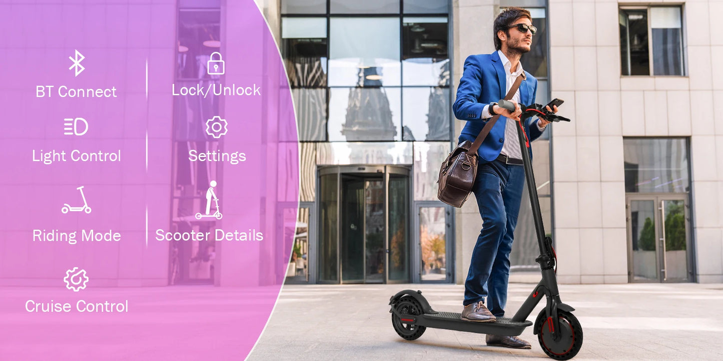 AOVOPRO Electric Scooter Top Speed: 19 Mph Range: 21.75 Miles Peak Power: 350W Suitable For Adults Foldable Electric Scooter