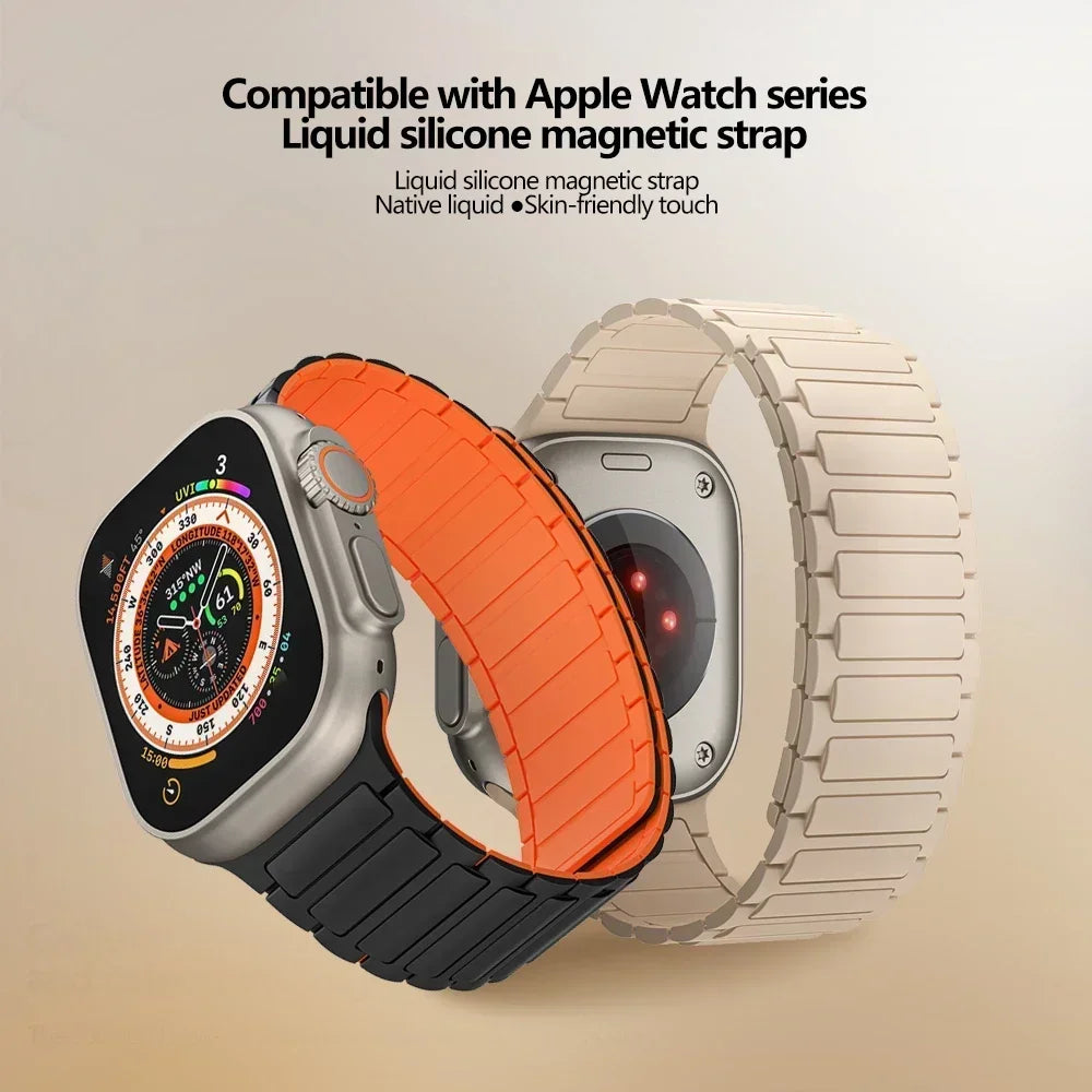 Magnetic Band for Apple Watch Ultra 3 49mm 46mm 42mm 45mm 44mm 40mm 41mm Silicone Strap iWatch Series 11 10 9 8 7 6 SE Bracelet