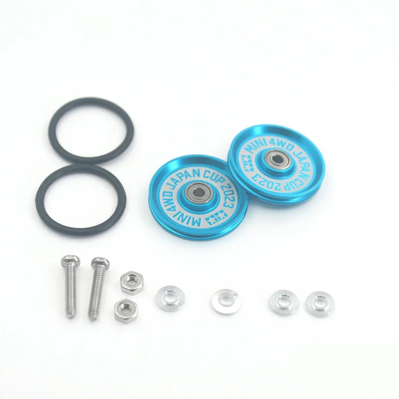 2pcs 15418 13-12mm Aluminum Alloy Guide Rollers 15461/15426 2023Jcup 95160 19mm Roller With Rubber Ring Tamiya Mini 4WD Homemade