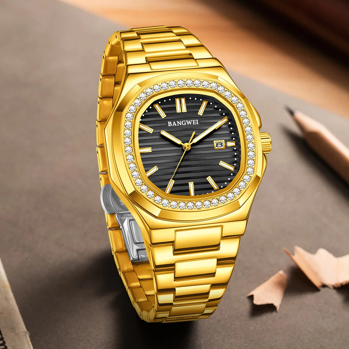 BANGWEI New Luxury Men's Business Watches Quartz Wristwatch Man Outdoor Sports Square Fashion Military Waterproof Watch For Men