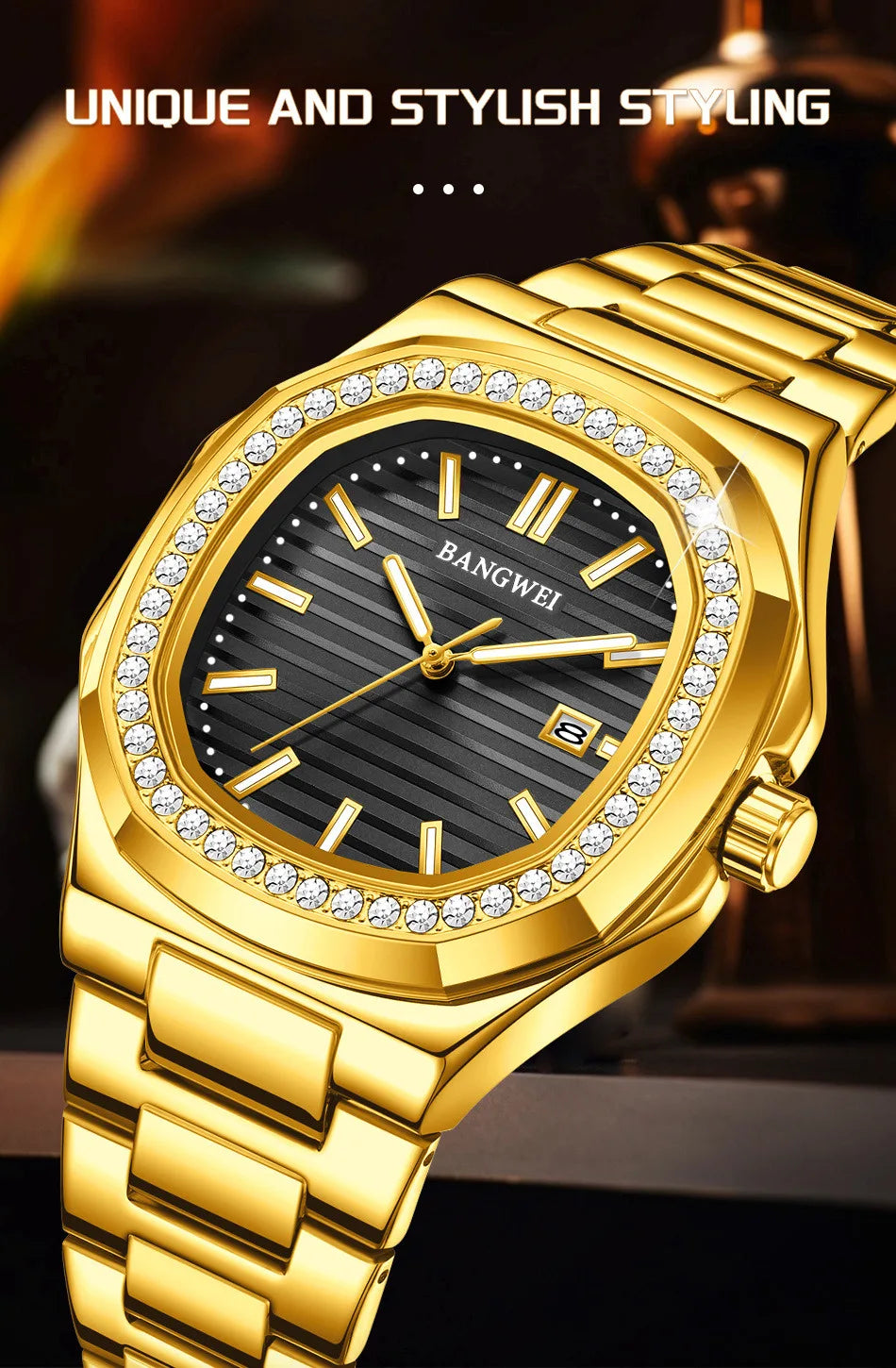 BANGWEI New Luxury Men's Business Watches Quartz Wristwatch Man Outdoor Sports Square Fashion Military Waterproof Watch For Men