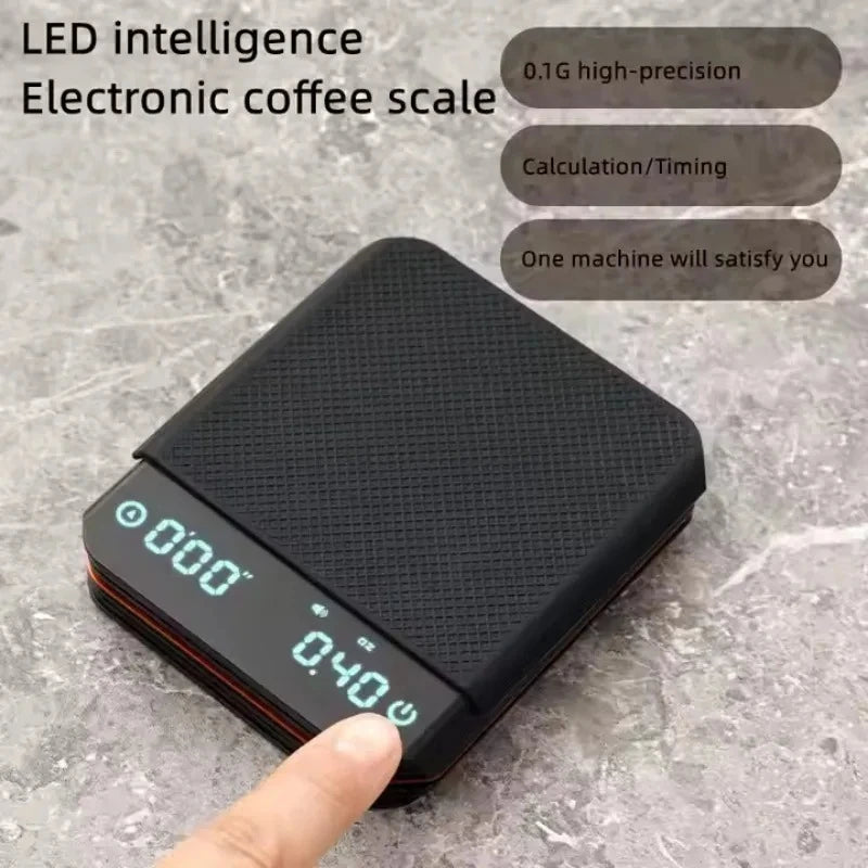 Black Coffee Scales High Precision Electronic Scales Palm Size Rechargeable Smart Espresso Scales with Timer 3 Modes Use