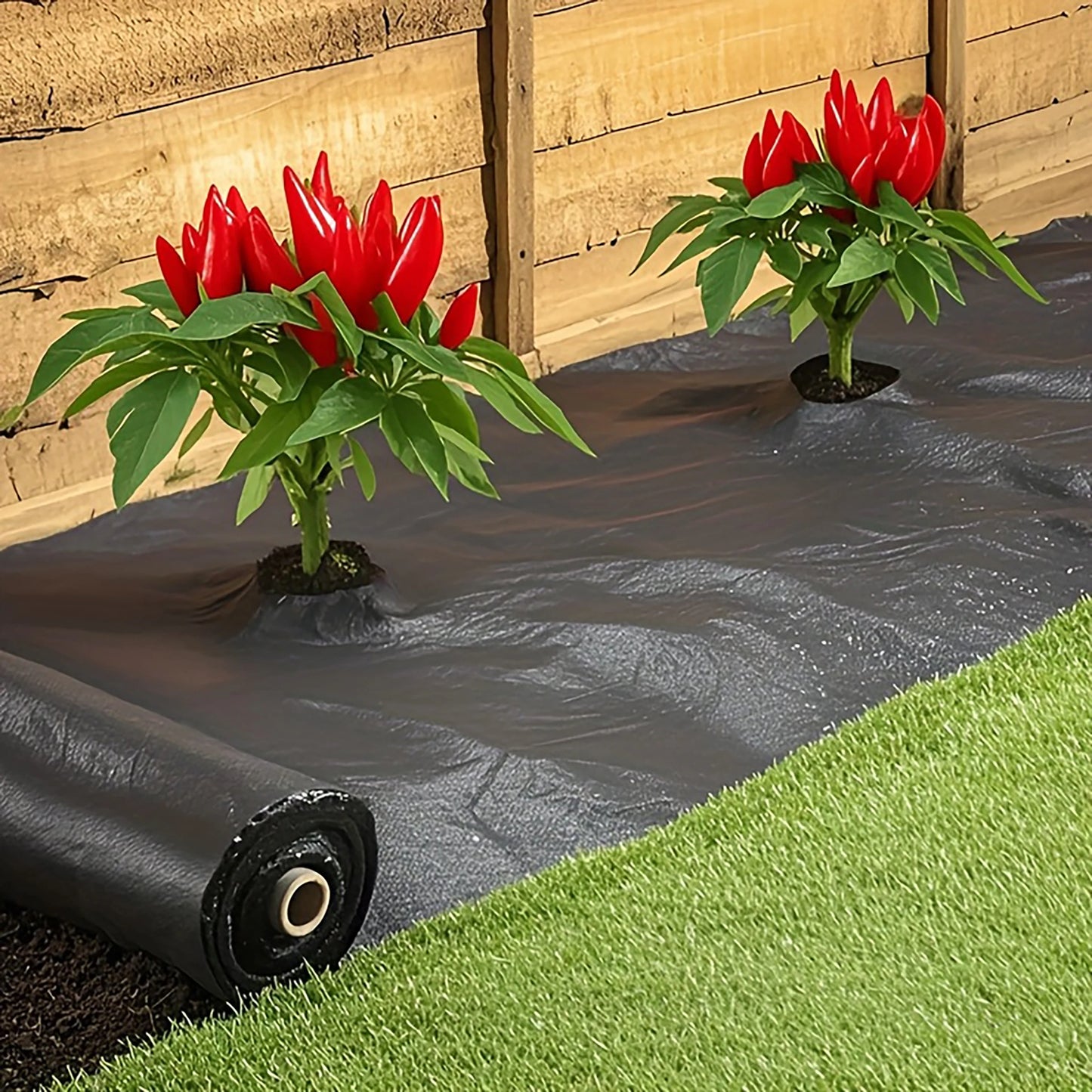 Black Weed Control Cloth with Planting Holes, Suitable for Garden and Yard Use, Vegetable and Fruit Planting, and Weed Control