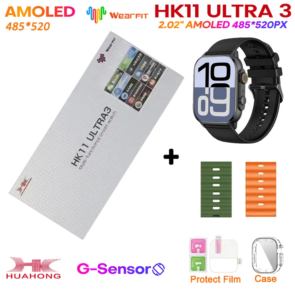 Upgrade Hk11 Ultra 3 Gen2 SmartWatch 4GB ROM AI ROBOT AMOLED Network 49mm G-Sensor ChatGPT NFC Compass GPS 3D Menu Music Watch