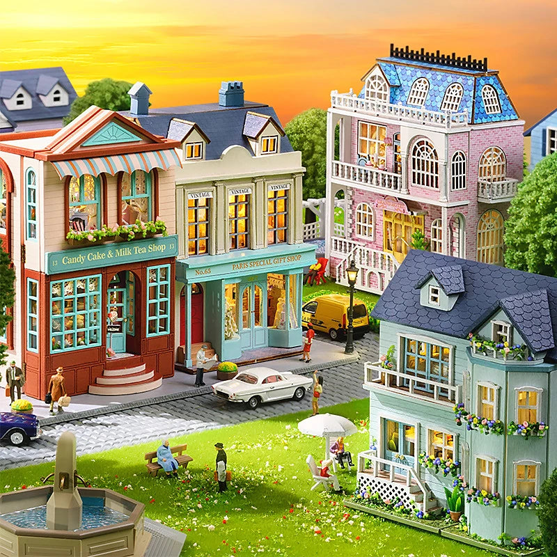 DIY Wooden Doll Houses Mini Assembly Handmade Small House Creative Scene Decoration DollHouse For Toys Birthday Gifts