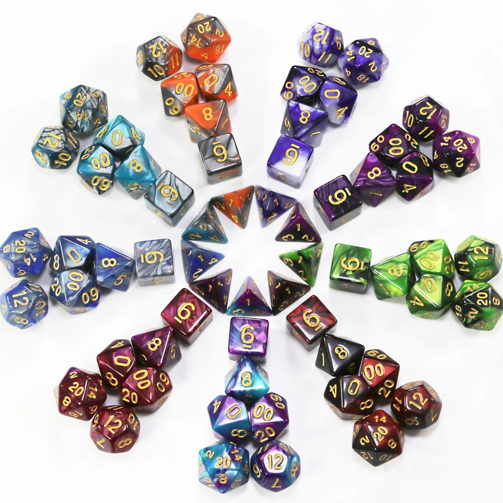 Dice DND Game Dice Role Dice Mixing Colours Dice Set With Bag 9 Different Styles Available For Portable RPG TRPG Games