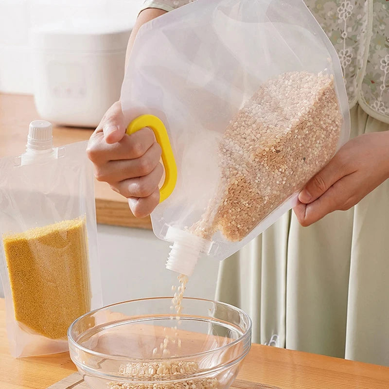5Pcs Grains Sealed Bag Cereal Containers Moisture-Proof And Insect-Proof Transparent Food Grade Storage Bag Kitchen Organizer