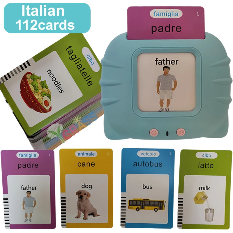 Alphabet Talking Flash Cards Educational Learning Interactive Memory Card Machine French Russian Italian Speech Toys For Kids