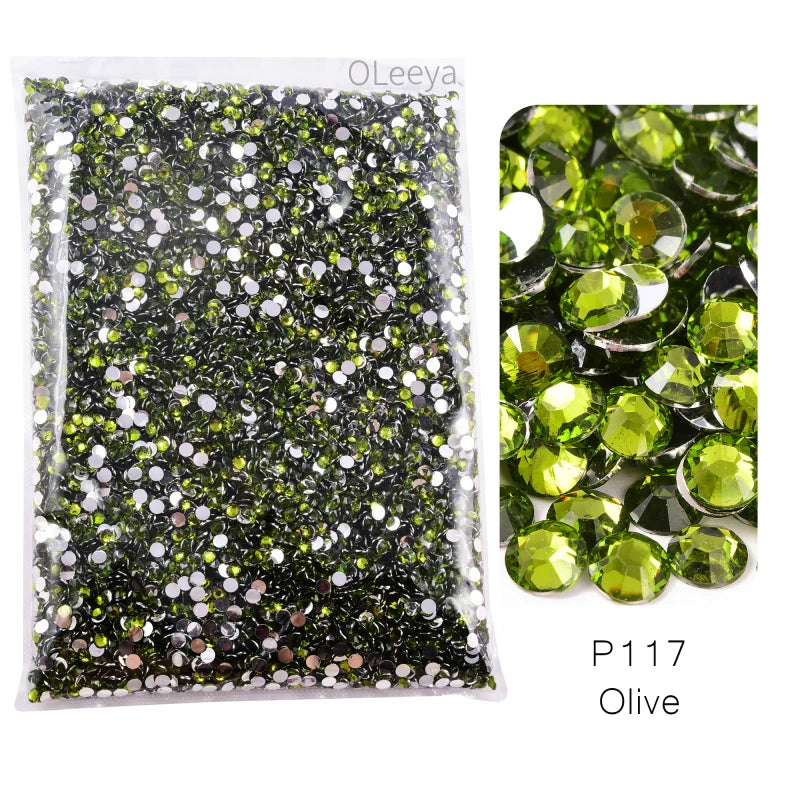 Oleeya Wholesale Flatback Silver bottom Resin Cтразы Non hotfix Rhinestones in Big Package Glitter Crystals and Strass For 네일파츠